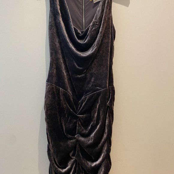 Dark Grey Nicole Miller Velvet Dress - Picture 2 of 10